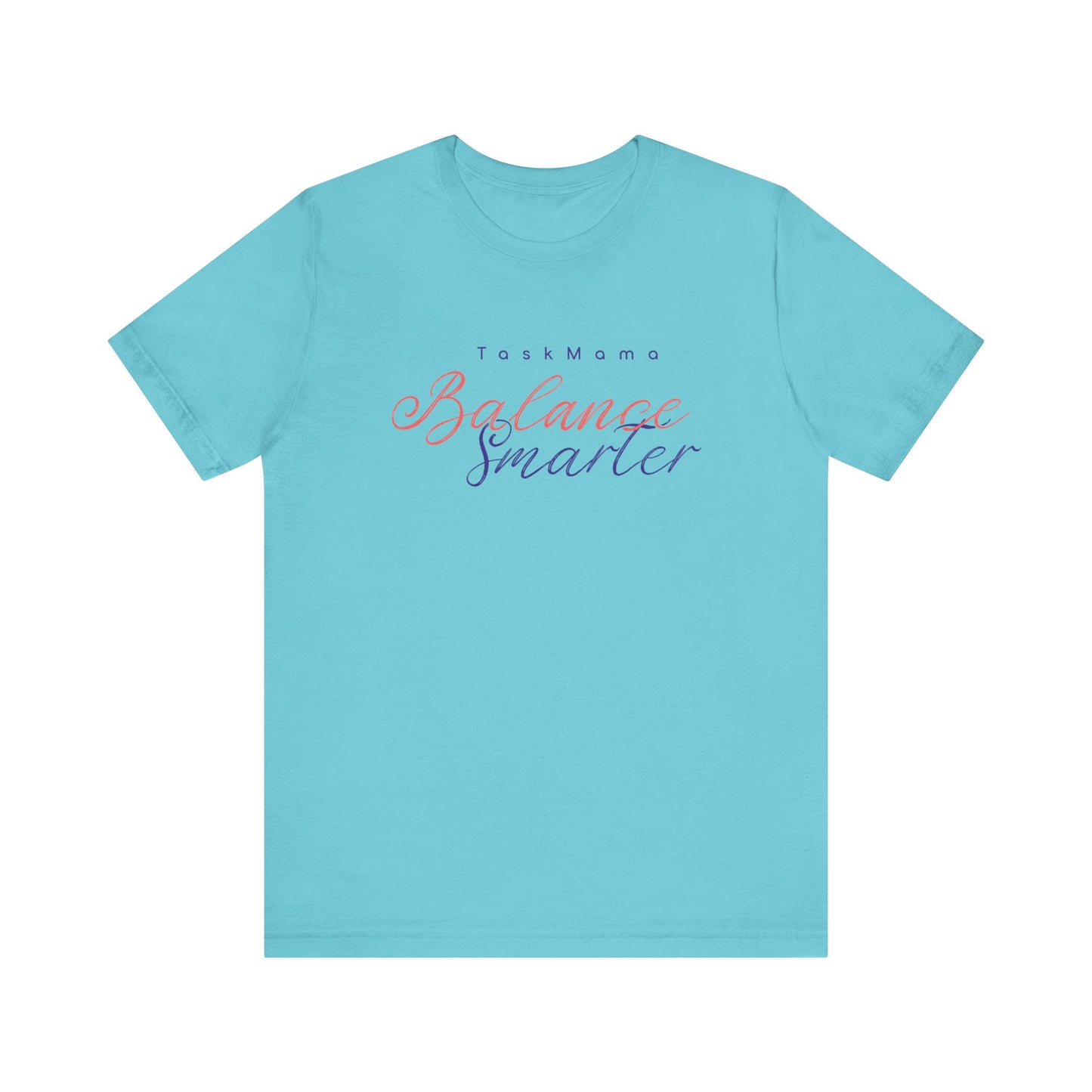 Light blue t-shirt with text design on a white background