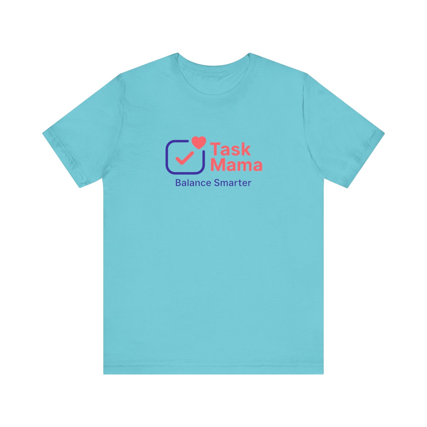 Light blue t-shirt with 'Task Mama' logo and text on a white background
