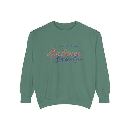 Green sweatshirt with text on a white background