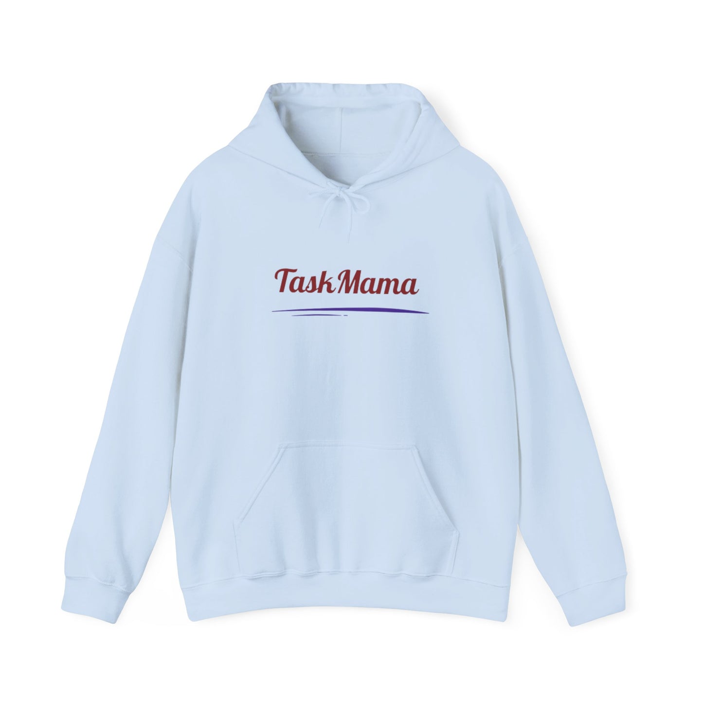 Light blue hoodie with 'Task Mama' text on a white background