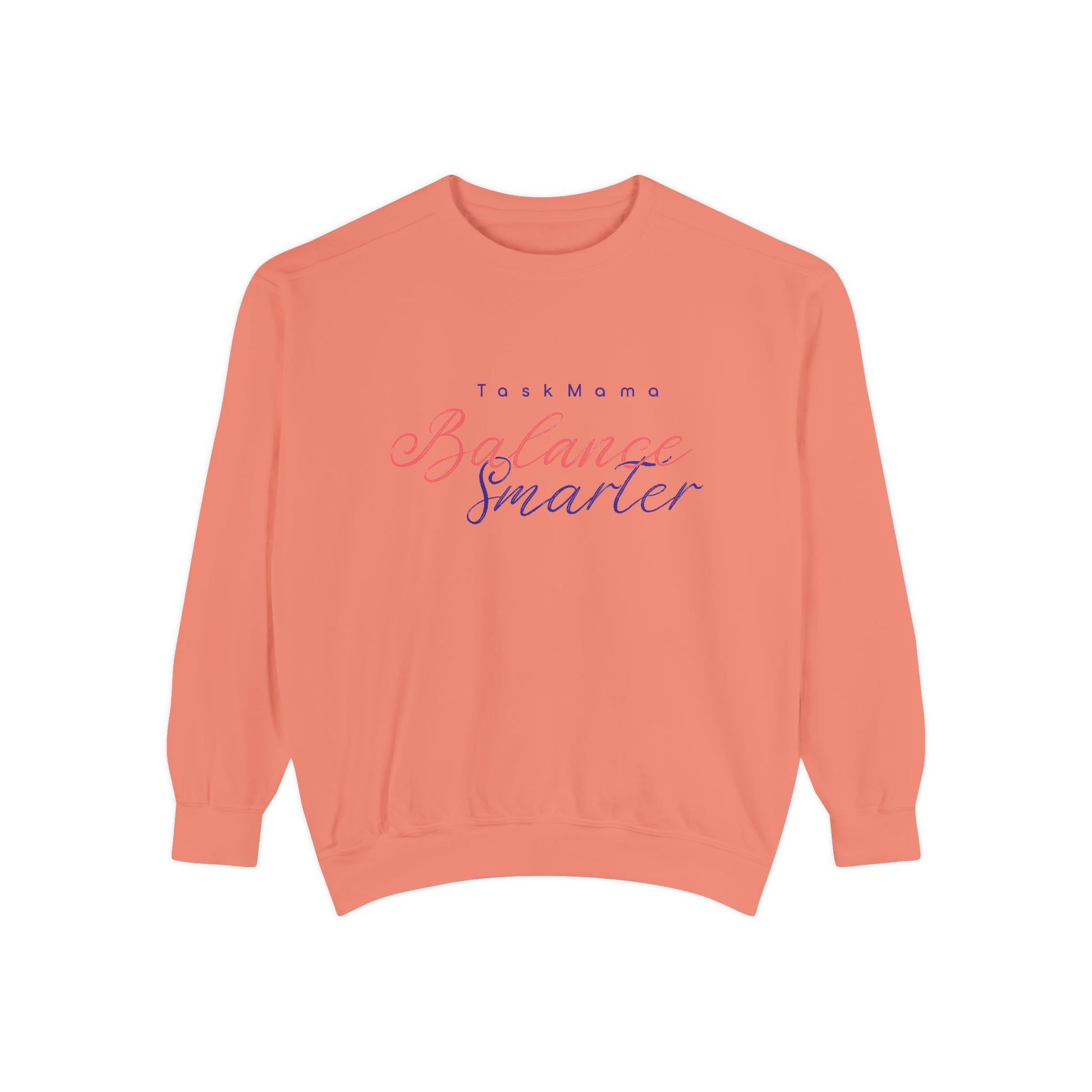 Coral sweatshirt with text on a white background