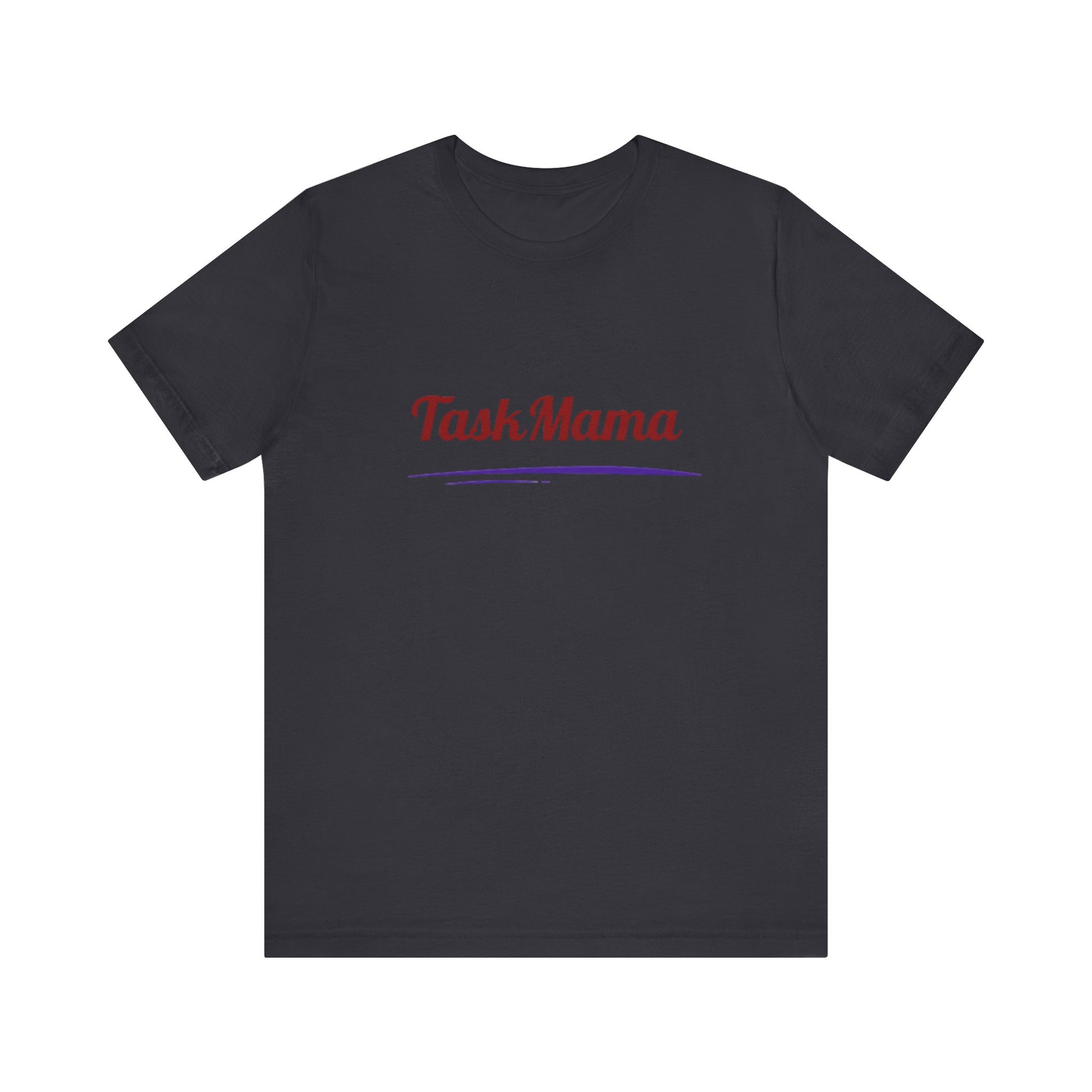 Black t-shirt with 'Task Mama' text on a white background