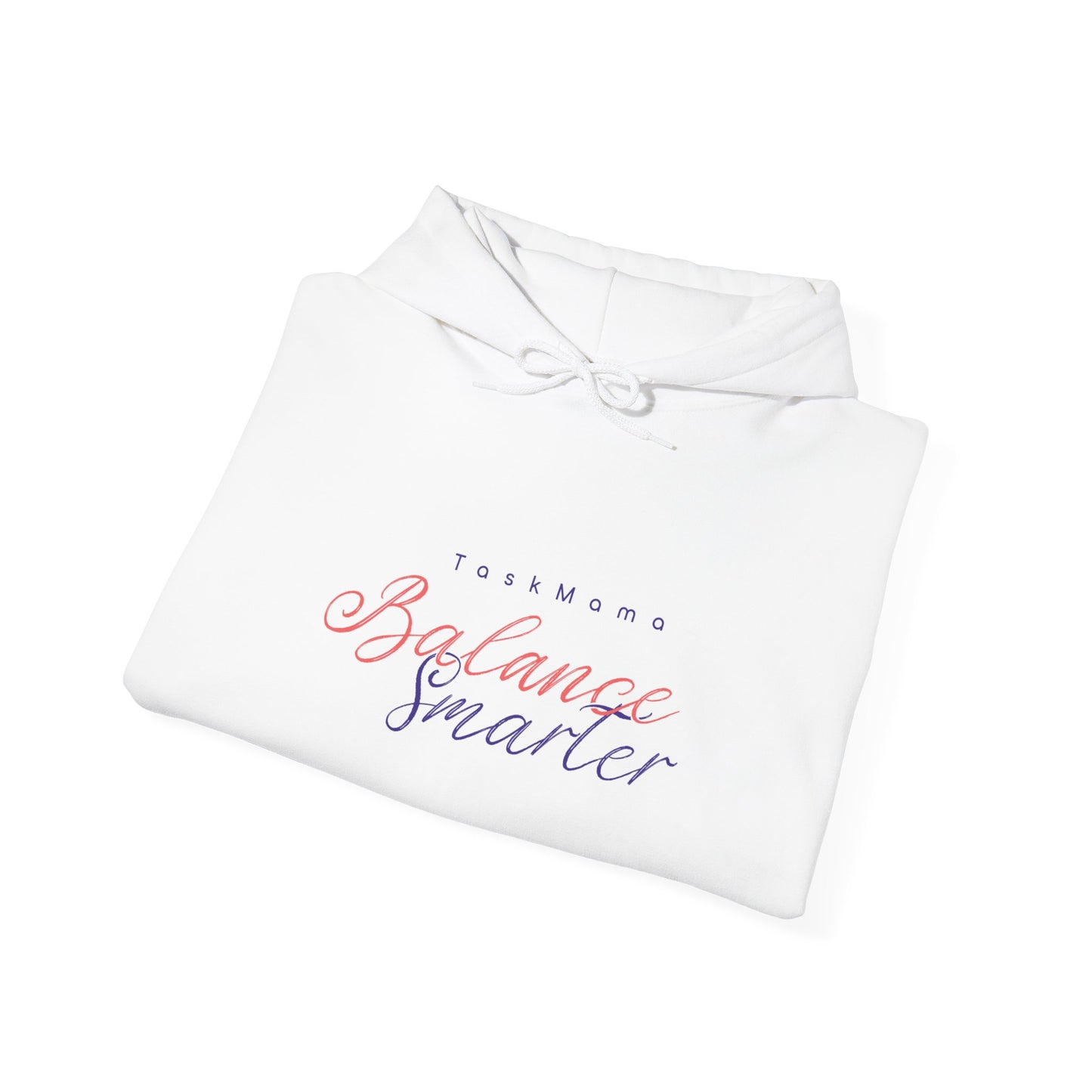 White shirt with text 'Task Mama Balance Smarter' on a white background