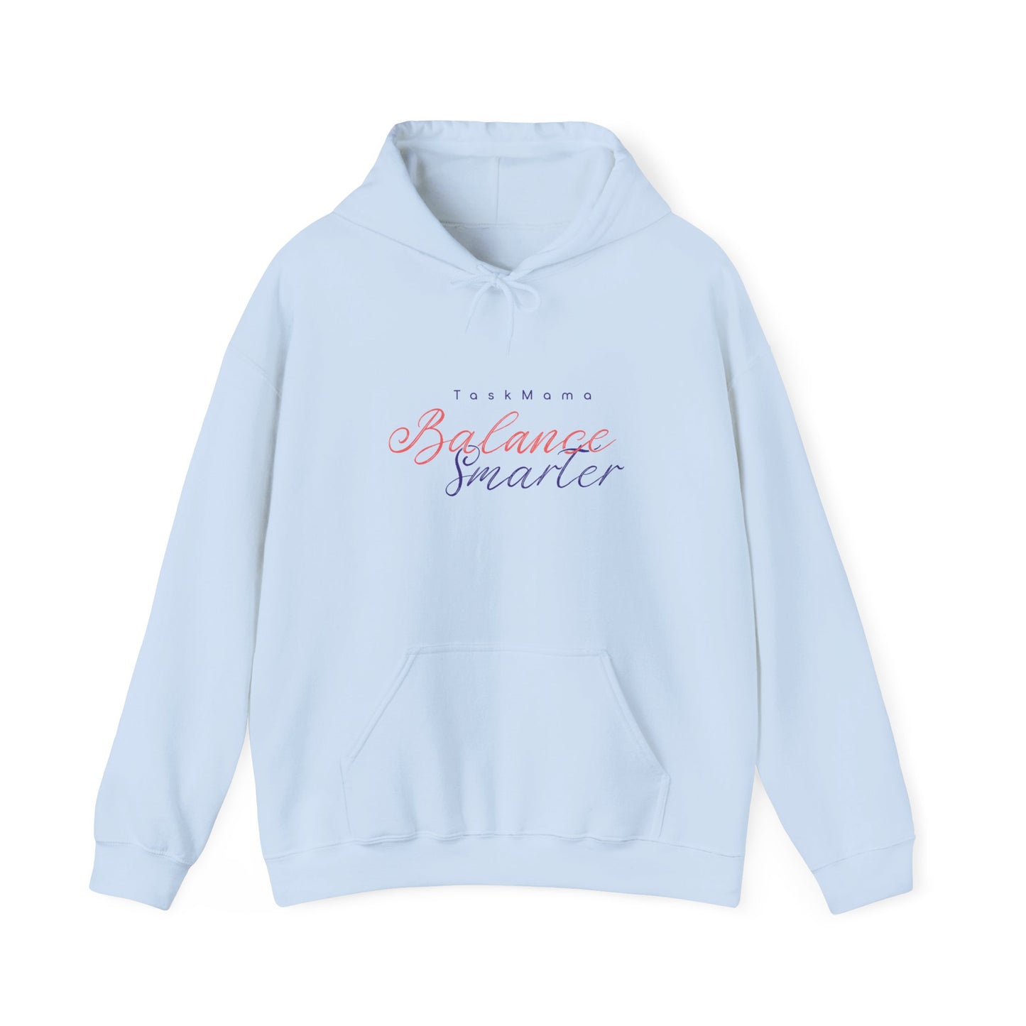 Light blue hoodie with text on a white background