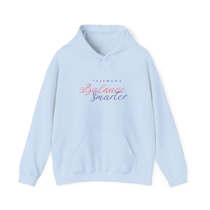 Light blue hoodie with text on a white background