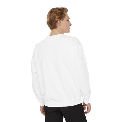 Person wearing a white sweatshirt on a white background