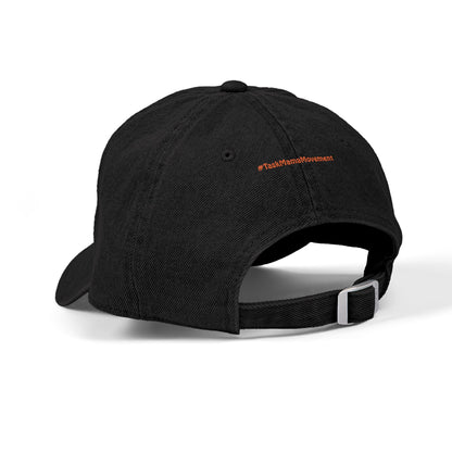 Black cap with '#TaskMindedMovement' text on a white background