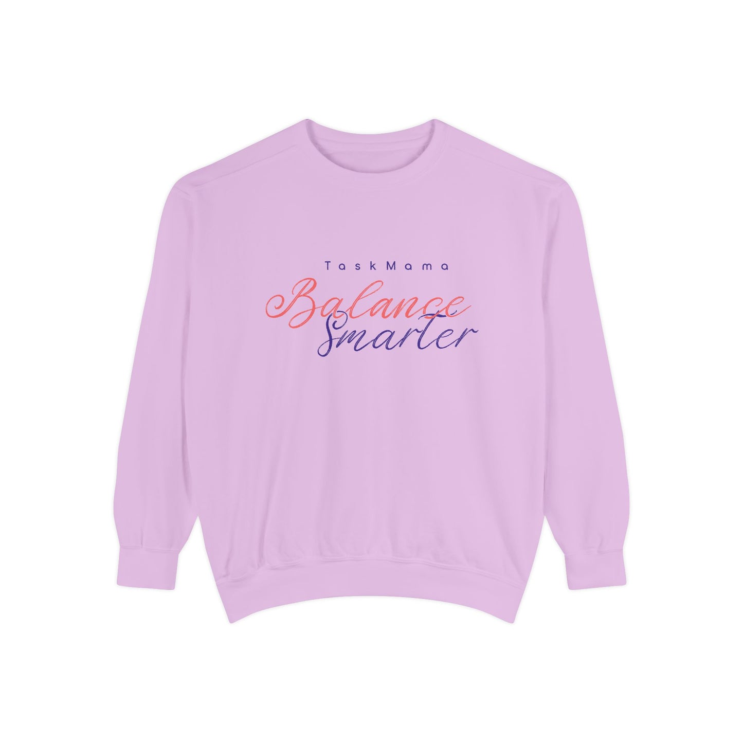 Light purple sweatshirt with text on a white background