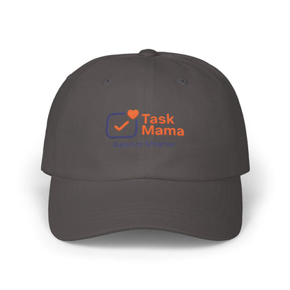 Dark gray cap with 'Task Mama' logo on a white background
