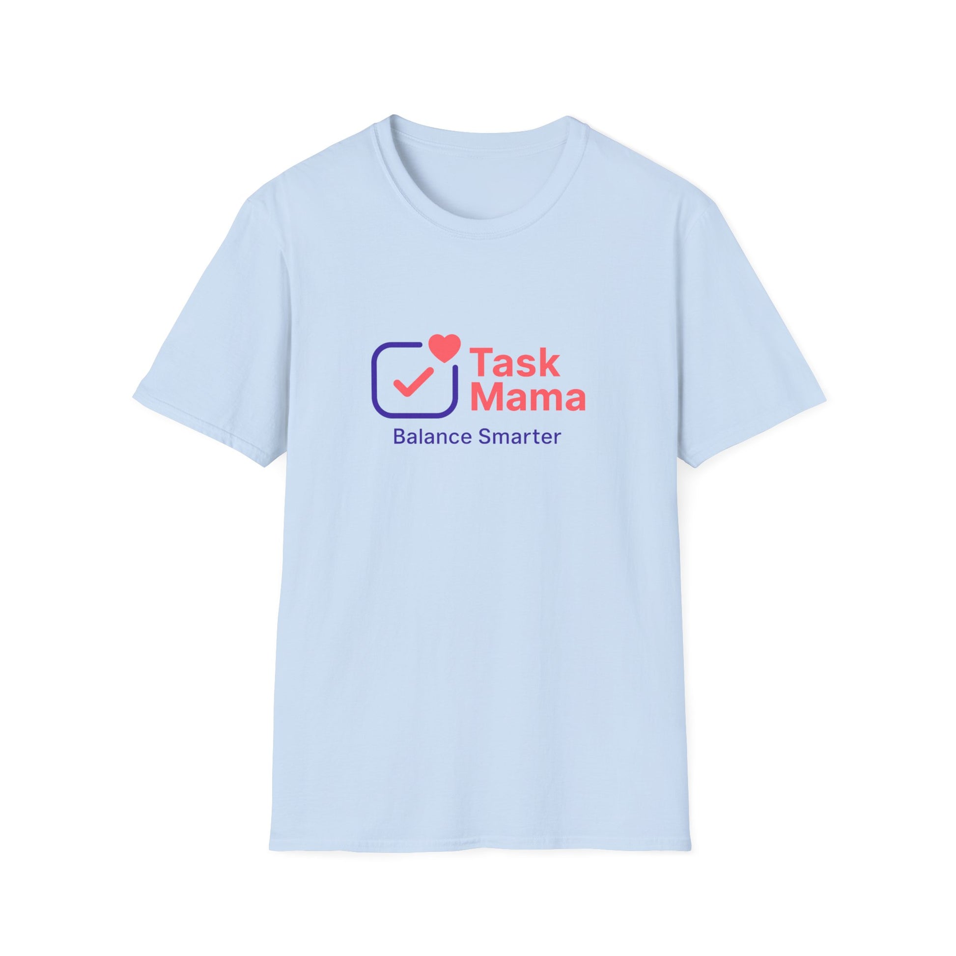Light blue t-shirt with 'Task Mama' logo and text on a white background