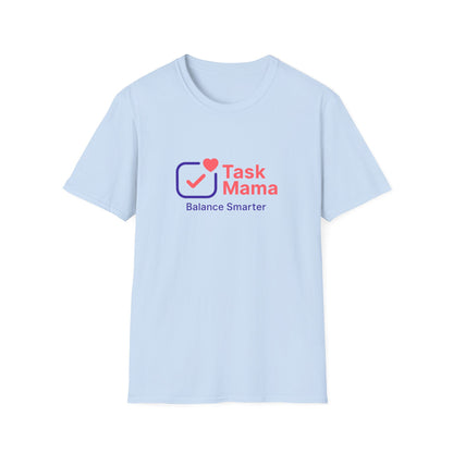 Light blue t-shirt with 'Task Mama' logo and text on a white background