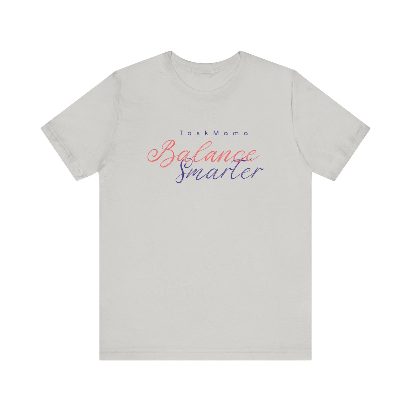White t-shirt with 'Balance Smarter' text on a white background