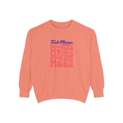 Coral sweatshirt with text design on a white background