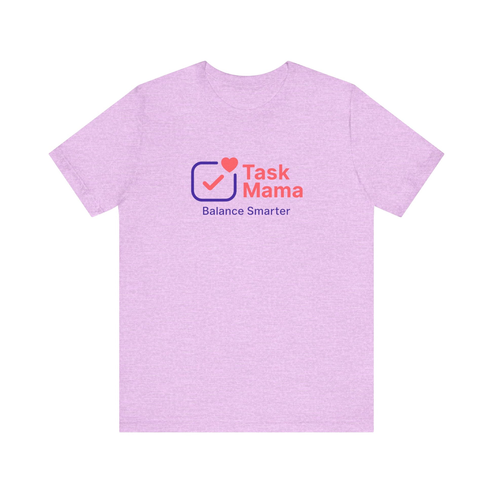 Light purple t-shirt with 'Task Mama' logo and text on a white background