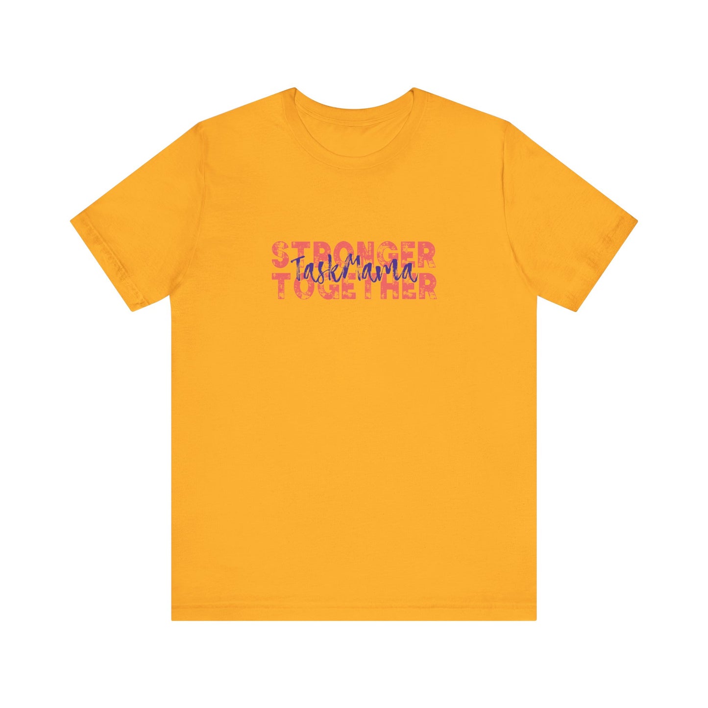 Yellow t-shirt with text design on a white background