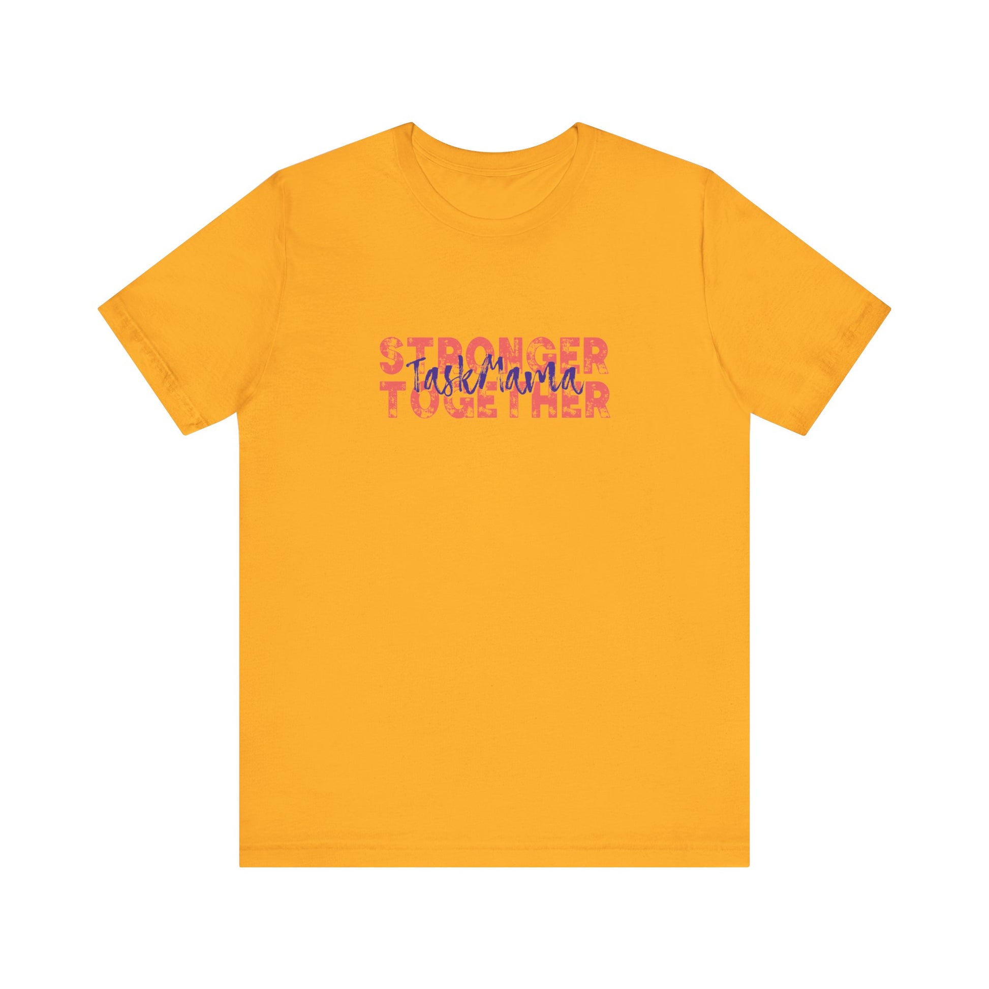 Yellow t-shirt with text design on a white background